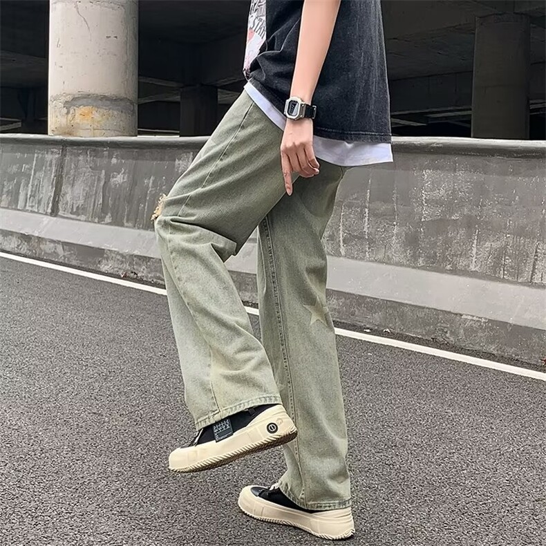 微弹潮新款春季青春流行牛仔裤男ins合体直筒气质潮流长裤简约,男装牛仔裤,四季星座218-1