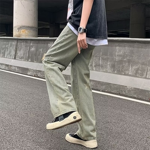 微弹潮新款春季青春流行牛仔裤男ins合体直筒气质潮流长裤简约图片