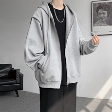 cleanfit重磅连帽卫衣男美式高街假两件开衫短款垫肩外套KS003P68，男装卫衣，电商B312