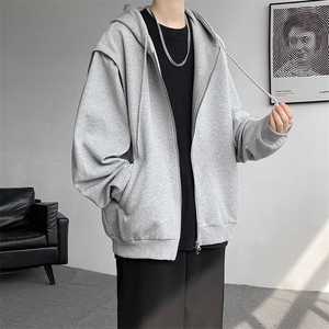 cleanfit重磅连帽卫衣男美式高街假两件开衫短款垫肩外套KS003P68图片
