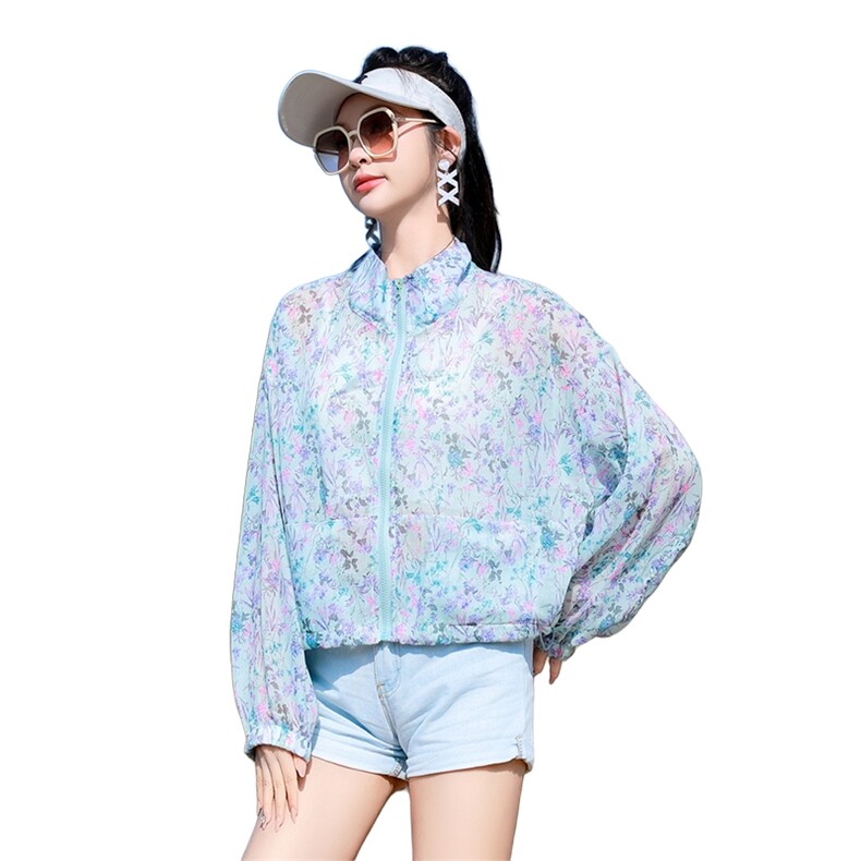 夏季薄外套女短款2025今年流行时尚印花户外遮阳棒球服韩版上衣潮,女装防晒衣,可可小西