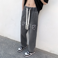 牛仔裤男款休闲长裤水洗做旧宽松直筒大码阔腿裤子XK66321-P50，男装牛仔裤，电商A042