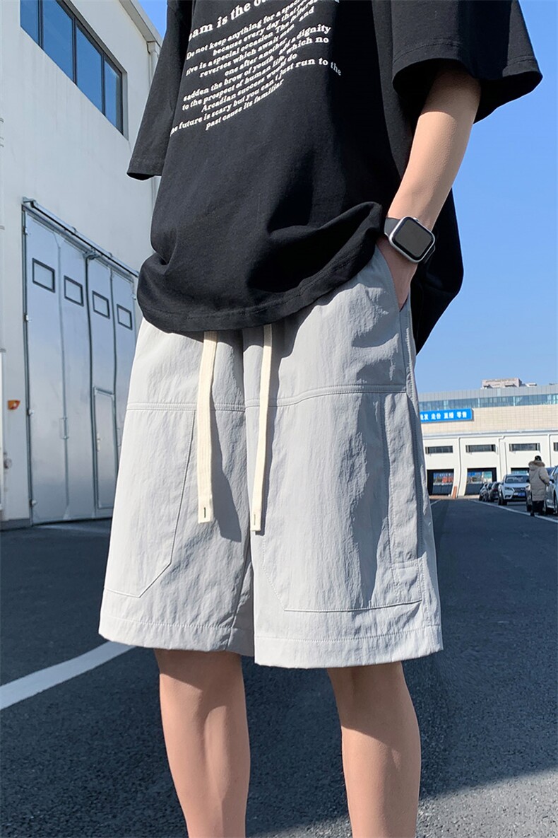 港风纳米皱运动工装休闲裤高街五分裤宽松直通短裤DK201P35,男装休闲裤,星座1204-3