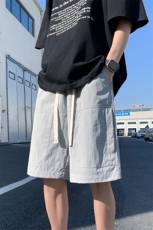 港风纳米皱运动工装休闲裤高街五分裤宽松直通短裤DK201P35，男装休闲裤，星座1204-3