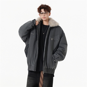 M1658-P115 冬季新款美式可脱卸毛领水洗工装棉服外套图片