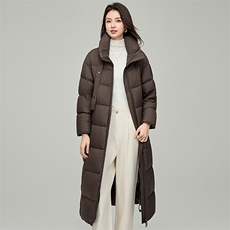 90白鸭绒高保暖加厚立领中长款休闲外套冬季羽绒服女，女装羽绒服，阿舍尔精品