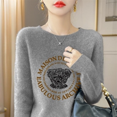 秋冬新款针织圆领套头上衣时尚休闲风，女装针织衫/毛衣，斯美雅安迪绒