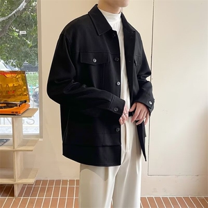 潮流男小众翻领夹克衫秋新款商务休闲上衣青年百搭外套HHA18 P52图片