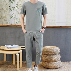 夏天套装男夏季帅气短袖t恤宽松潮流休闲中国风一套衣服TZ67-P45，男装T恤，星座509
