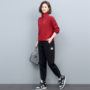 套装加绒运动套装女2022年新款休闲时尚卫衣洋气品牌减龄两件图片