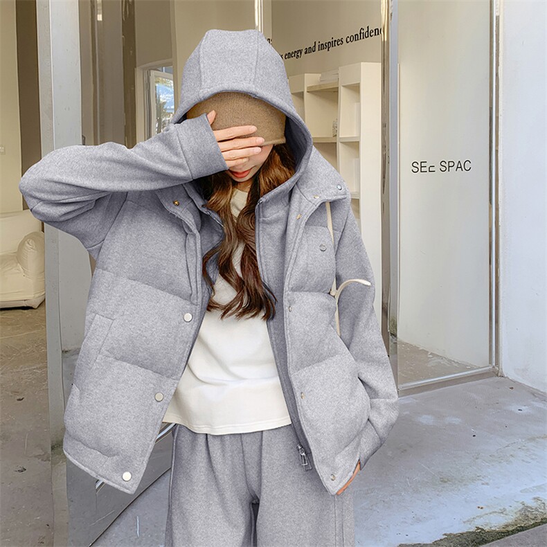 奶黄色休闲卫衣套装女2024冬新款小个子减龄羽绒服马甲卫裤三件套,女装套装/套裙,2C317