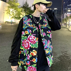 MJ203秋冬新款东北大花盘扣马甲大码男女装学生青少年棉衣坎肩潮，男装背心/马甲，星座115A(原星座507）