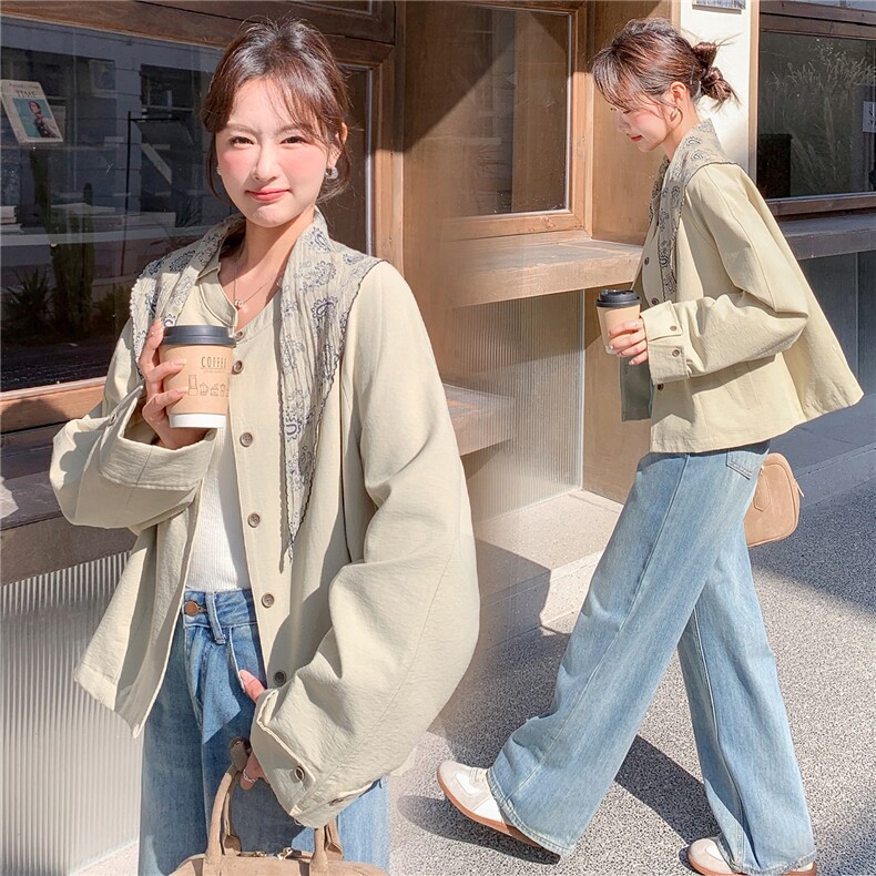 2026春装新款气质韩版短款风衣夹克外套女送丝巾,女装风衣,时尚风爆