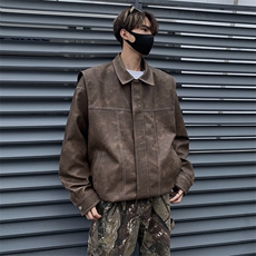 港风高街痞帅男装外套美式短款潮牌工装皮衣夹克DSA157B-J232-P90，男装夹克，电商A157B