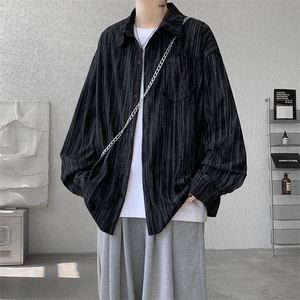 8XL-M灯芯绒长袖衬衫特大码痞帅扎染衬衣美式复古外套CS9002/P55图片