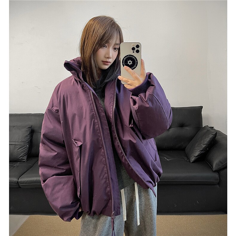 冬装美式立领雪粒棉面包服短款情侣宽松棉服外套男H1169特P100,男装棉衣,电商A341