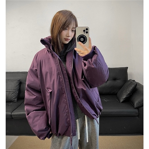 冬装 美式立领雪粒棉面包服短款情侣宽松棉服外套男H1169 特P100图片