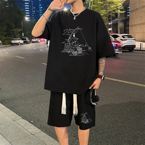 套装！华夫格套装短袖T恤短裤男 HTZ533-特p：38图片