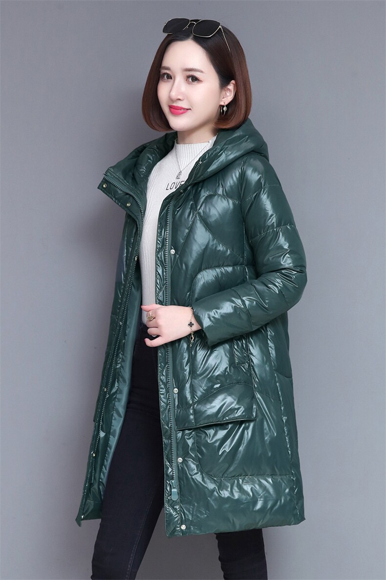 时尚新款连帽中长款修身棉服显瘦保暖女士外套,女装棉衣/棉服,玛其路