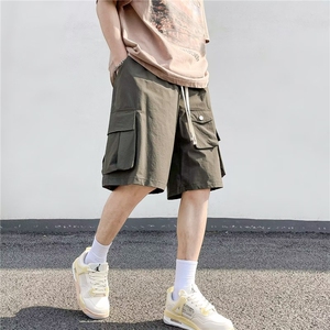 夏季工装裤时尚潮牌潮纯色口袋装饰男直筒休闲裤D284P38图片