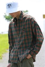 204-CS06自制长袖衬衫男短薄款ins潮牌休闲宽松格子衬衣男，男装衬衫，星座204