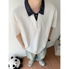 翻领短袖polo衫男潮牌夏季t恤韩版修身潮流百搭体恤上T06-P48，男装Polo衫，星座308B-2