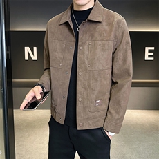 秋季2025新款男士外套翻领高端麂皮夹克上衣服A313-5889-P145，男装夹克，电商A313
