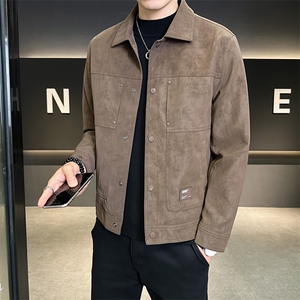 秋季2025新款男士外套翻领高端麂皮夹克上衣服 A313-5889-P145图片
