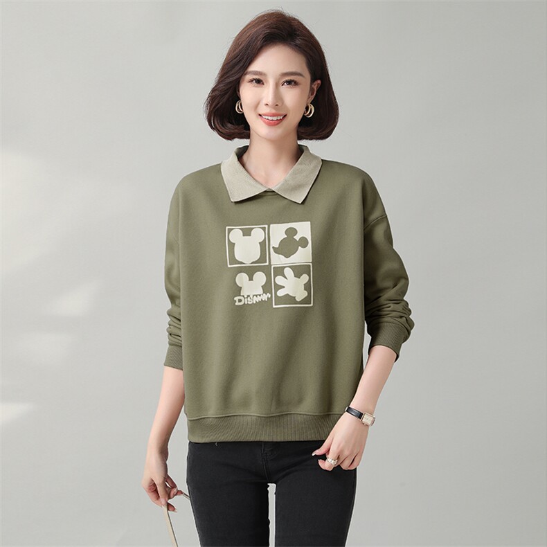 时尚可爱卡通图案加绒卫衣女宽松显瘦长袖上衣秋冬季新款外套,女装卫衣/绒衫,秋牧寒烟