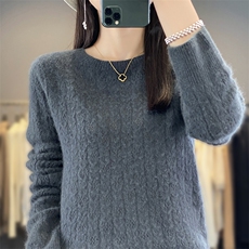 显瘦高级感羊毛加厚圆领羊毛衫2024年秋季，女装羊毛衫，邓利维