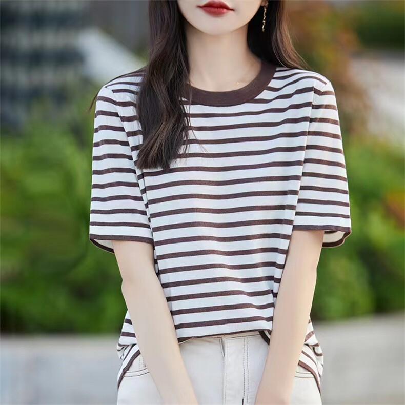 2025年夏季不连帽女士圆领时尚百搭通勤休闲短袖，女装T恤，森墨