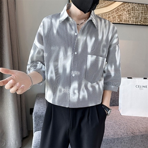 社会小伙2025春季新款衬衫 男士高品质七分袖打底衬衫男901C13P58图片