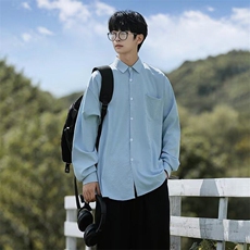 新款男士长袖衬衫男宽松休闲工装衬衫C3025P35，男装衬衫，星座1116-2