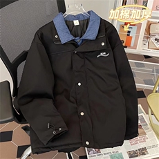 加棉加厚假两件外套男宽松港风ins高街拼接冲锋休闲夹克上衣J051，男装夹克，星座1116A-1（原606A）