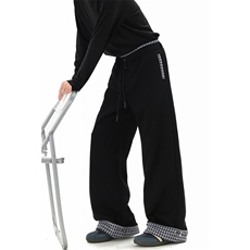 《现货》2026春季格子翻边运动裤卫裤休闲裤GXX175-P65，男装休闲裤，电商C303