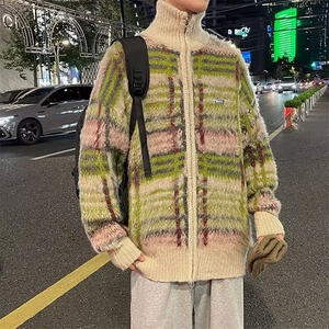 针织开衫男女士韩版潮流高街帅拼色2024秋冬ins毛衣外套MZ526-P60图片