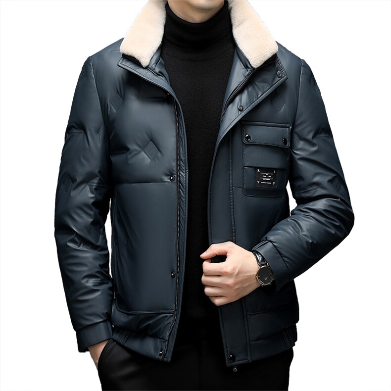 羽绒服男士立领外套2023冬季加厚保暖上衣新款中年商务休闲爸爸装,男装羽绒服,电商B212（原钱塘6029）