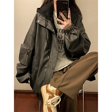 秋季皮衣美式潮牌青少年百搭夹克情侣春装外套XZ102B-1-JK2562P95，男装皮衣，星座102B-1