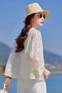 甜美小香风刺绣欧根纱薄外套女2025春夏新款气质百搭防晒开衫上衣图片