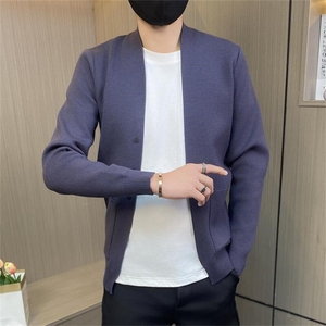 M837-特P60针织衫开衫外套男春秋季新款韩版中青年无领休闲毛衣图片