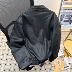 新款霜冻雪花皮拼接千鸟格翻领夹克宽松男帅气外套潮JK08563-P88，男装夹克，星座308B-1