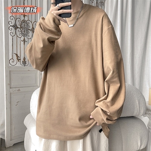 冬款时尚潮牌纯色圆领内搭打底衫保暖双面德绒长袖T恤T21658-P38图片