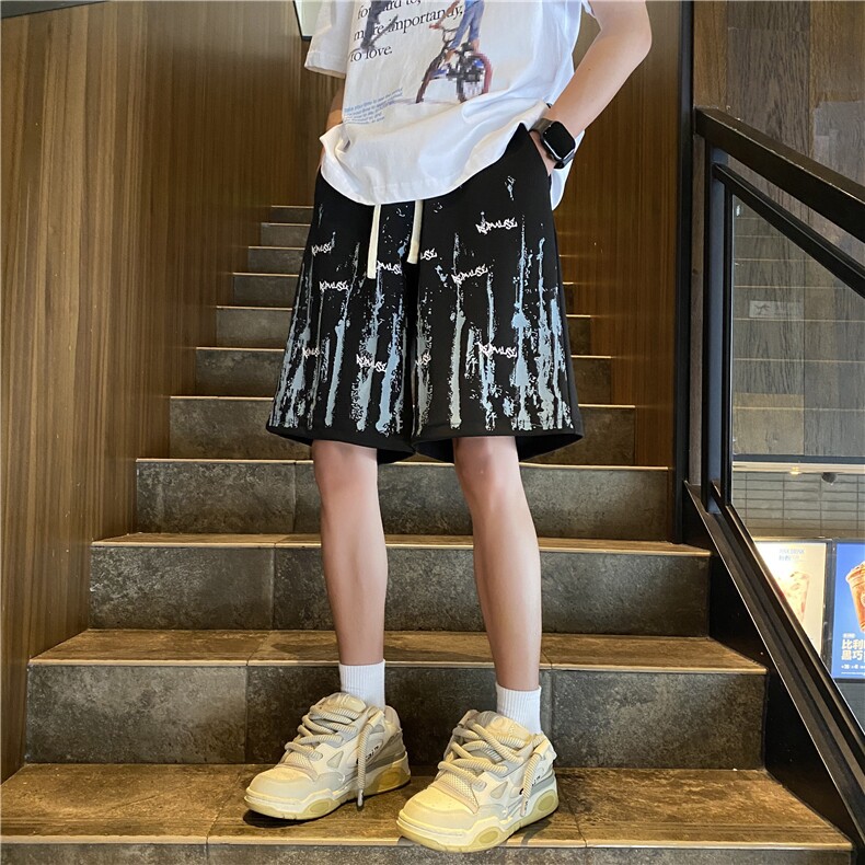 抖音品质夏季新款菠萝格潮流印花宽松短裤B315-K24184-特P25控48图片