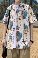 花衬衫男短袖夏季痞帅休闲上衣服外套夏威夷大码衬衣（控58）P40，男装衬衫，电商A012