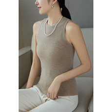 秋冬山羊绒吊带女无袖针织羊毛打底衫百搭小背心精纺马甲薄款外穿，女装背心吊带，云暖羊山羊绒