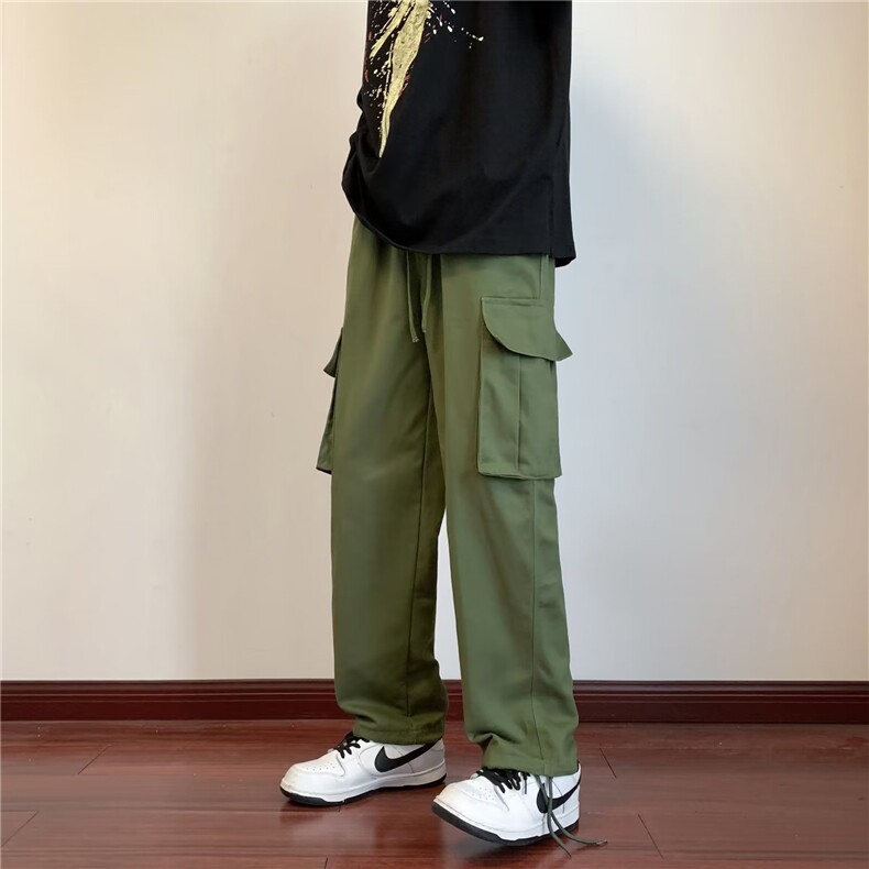 军绿色运动裤宽松腰卫裤2023年春装新款休闲抽绳束脚ZK47P40,男装休闲裤,星座1116-2