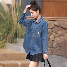 官方旗舰店牛仔外套女春秋2024年新款宽松休闲外穿短款夹克，女装衬衫，丽影随形