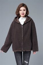 2021秋冬新款皮毛一体宽松显瘦休闲外套，女装毛呢外套，叶笙衣