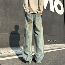 XZ616春季重磅缉明线打褶渐变撞色休闲牛仔长裤TY2034P65控78，男装牛仔裤，星座512A（原616）