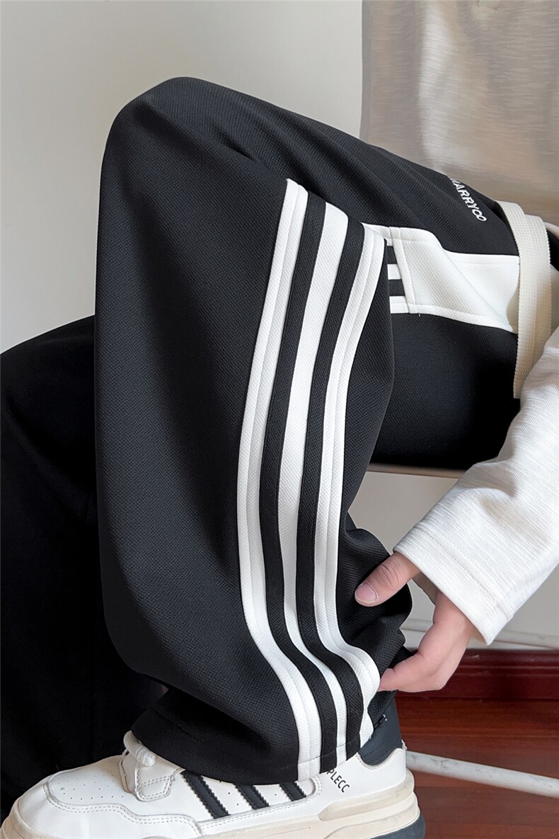 X416B-1-KL3208-特P35限78工装vibe阔腿条纹垂感直筒春秋休闲卫裤,男装休闲裤,星座416B-1